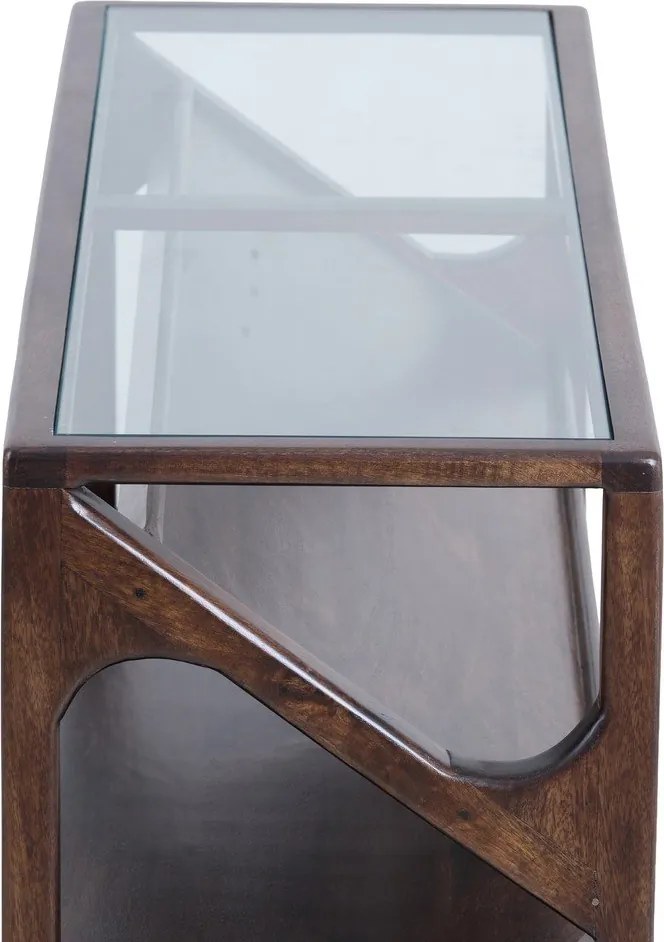 Конзолна маса със стъклен плот в тъмно естествен цвят 41x119 cm Yuki – Light &amp; Living