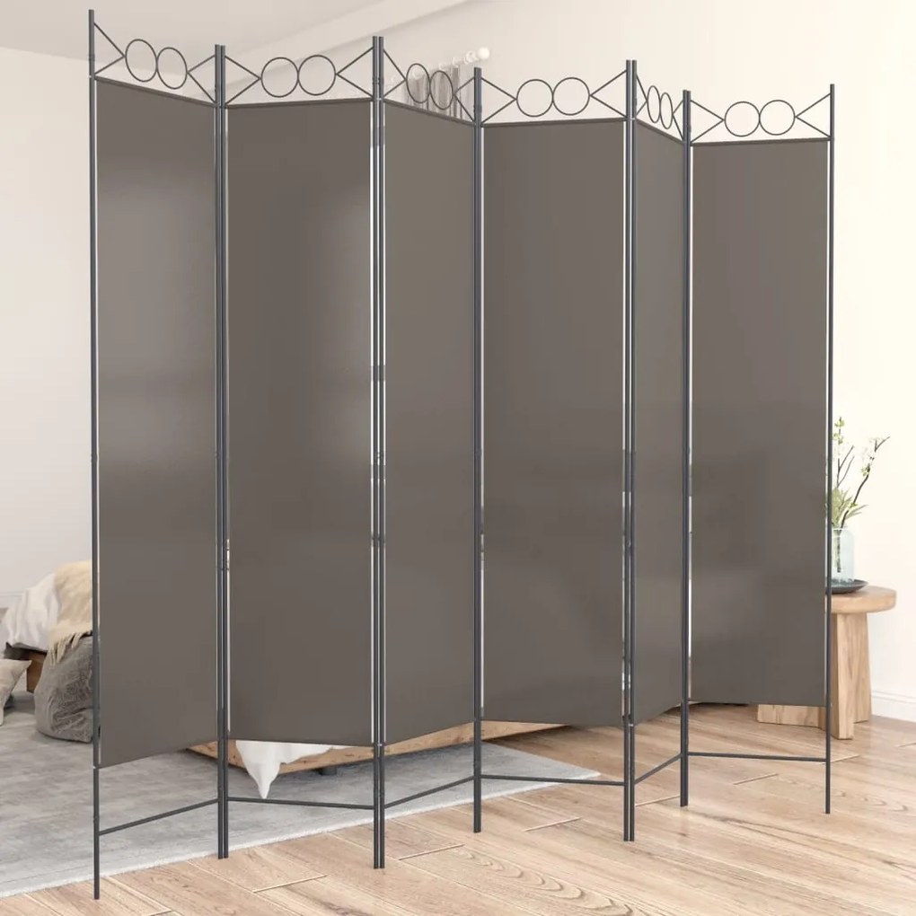 350176 vidaXL Параван за стая, 6 панела, антрацит, 240x220 cм, текстил