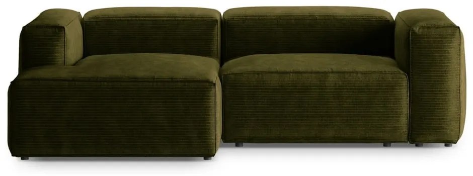 Зелен ъглов диван от рипсено кадифе (ляв ъгъл) Bergano – Cosmopolitan Design