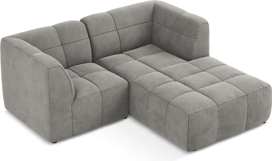 Сив кадифен ъглов диван (десен ъгъл) Aloha – Makamii