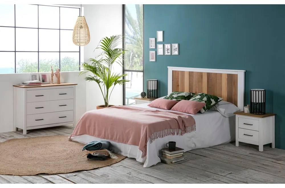 Бял нисък скрин от масивен бор 100x80 cm Miranda – Marckeric