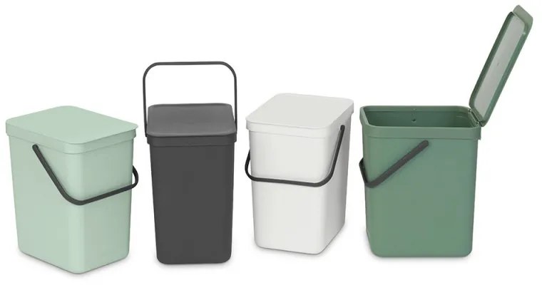 Кош за разделно събиране на боклук Brabantia Sort&Go 1005522, 25 л, Дръжка, Възможност за стенен монтаж, Светлозелен