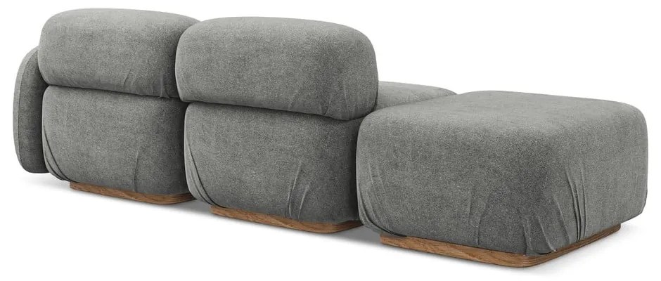 Сив модулна лежанка от букле (ляв ъгъл) Ailani – Makamii