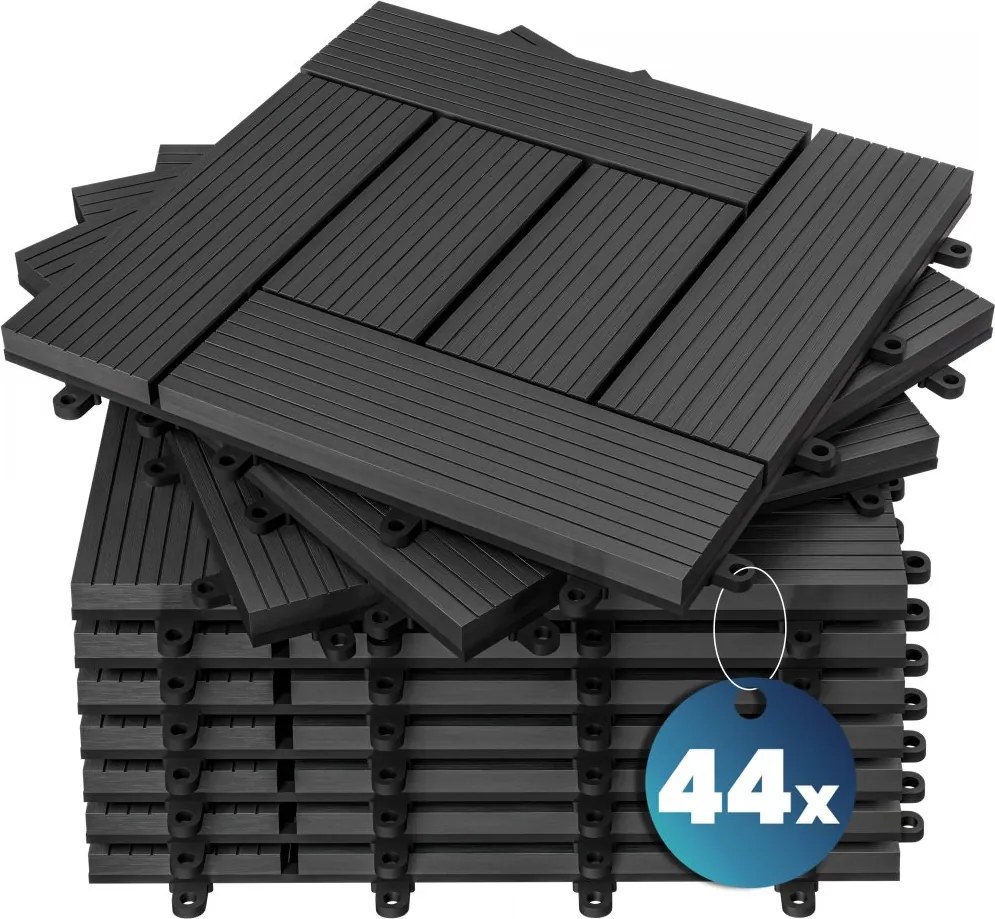 WPC плочки за тераса Мозайка антрацит 30 × 30 cm 44 броя