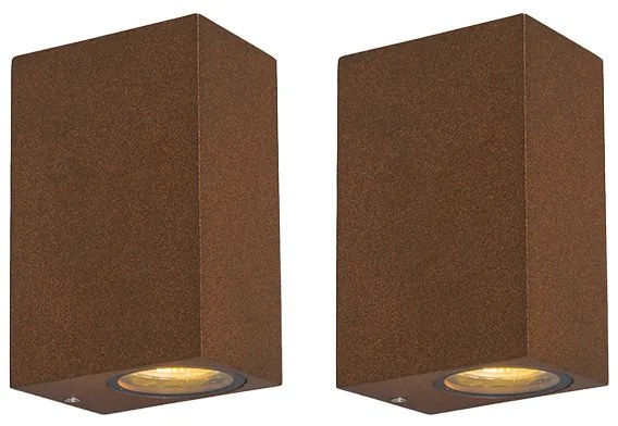 Комплект от 2 индустриални стенни лампи ръждиво кафяви 2-светлина IP44 - Baleno