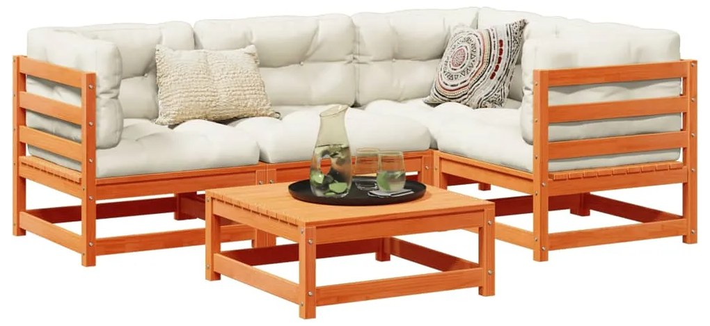 3299424 vidaXL Градински комплект с възглавници, 5 части, восъчнокафяв