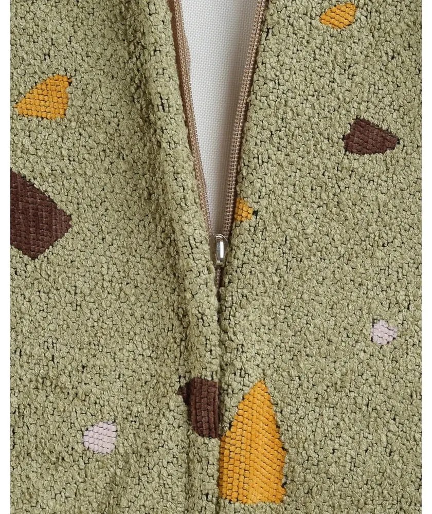 Зелен детски пуф от букле и шенил Terrazzo Chair – Wigiwama