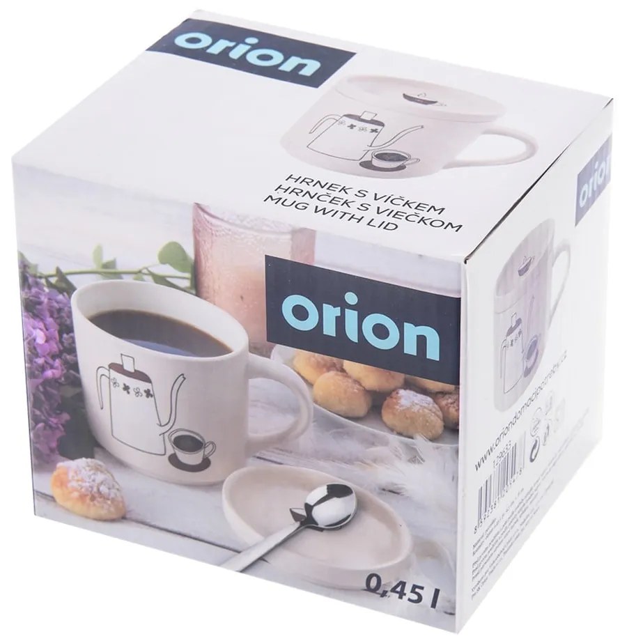 Бяла порцеланова чаша с капак 450 ml – Orion