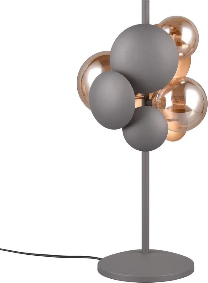 Настолна лампа със стъклен абажур в сиво-златисто (височина 50 cm) Bubble - Trio Select