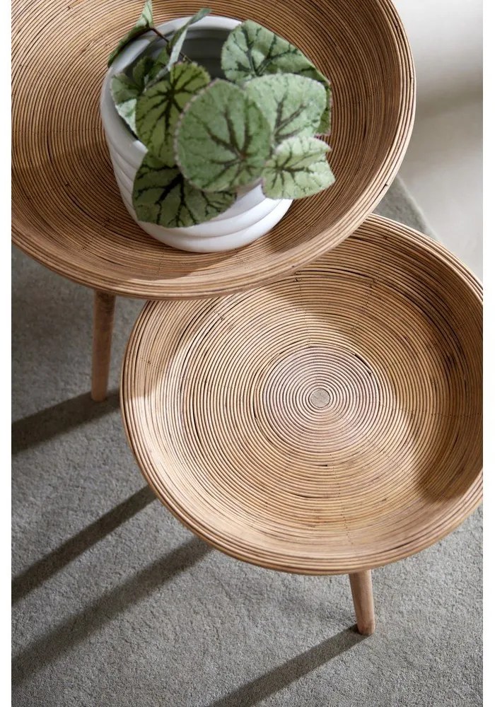 Ратанови кръгли странични масички в комплект от 2 бр. ø 56 cm Colon – Light &amp; Living