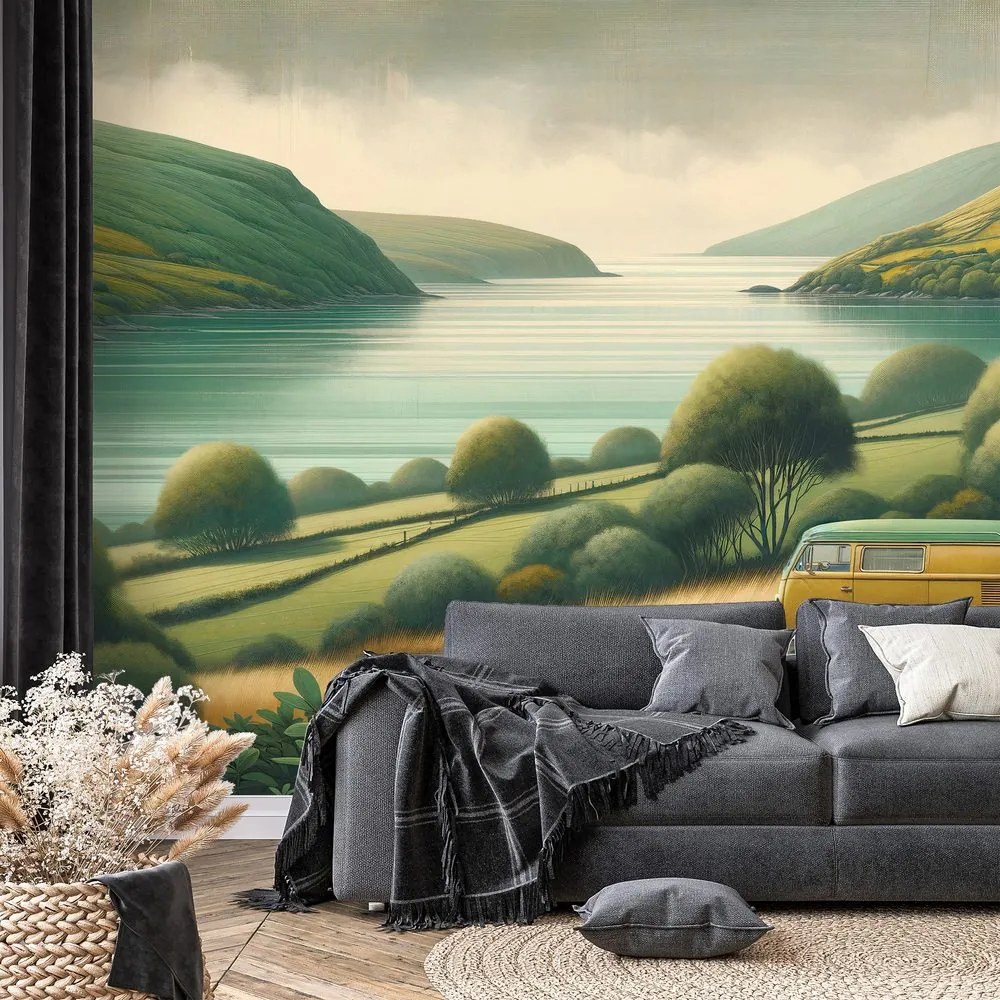 Тапет – Ретро ван в живописен пейзаж