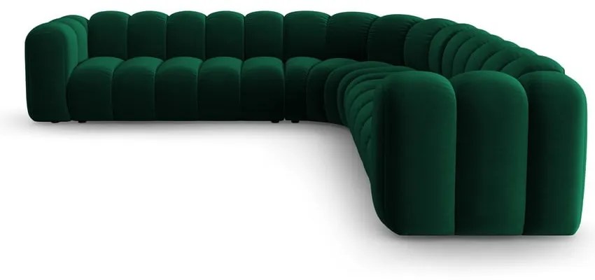 Зелен кадифен модулен ъглов диван Lupine – Micadoni