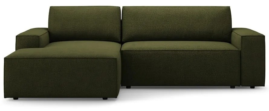 Тъмнозелен разтегателен ъглов диван от букле (ляв ъгъл) Jodie – Micadoni Home