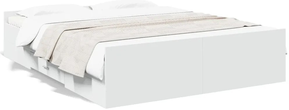 3280286 vidaXL Рамка за легло, с чекмеджета, без матрак, бяла, 150x200 см