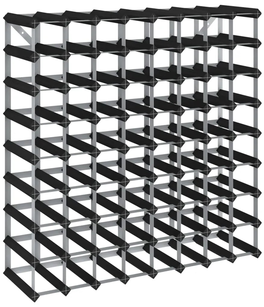 325916 vidaXL Стойка за вино за 72 бутилки, черна, масивна борова дървесина