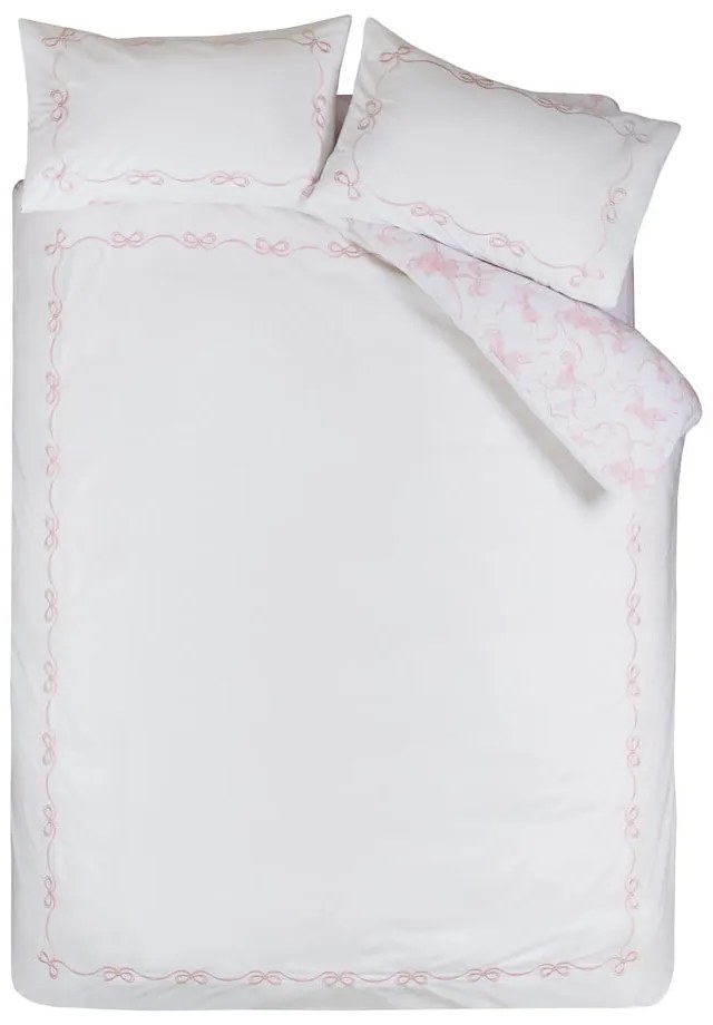 Бяло двойно спално бельо 200x200 cm Bow Embroidery – Catherine Lansfield