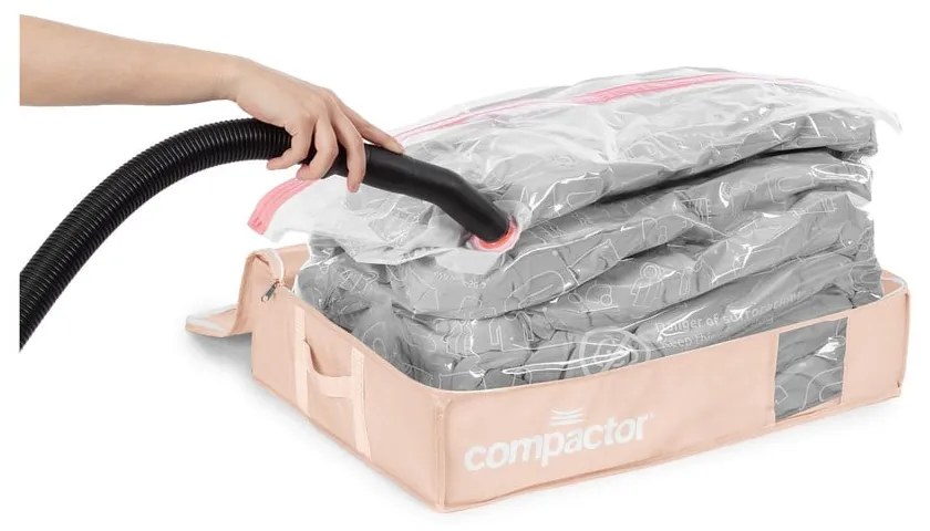 Вакуумна пластмасова кутия за съхранение под леглото 65x45x15,5 cm Pink Edition – Compactor