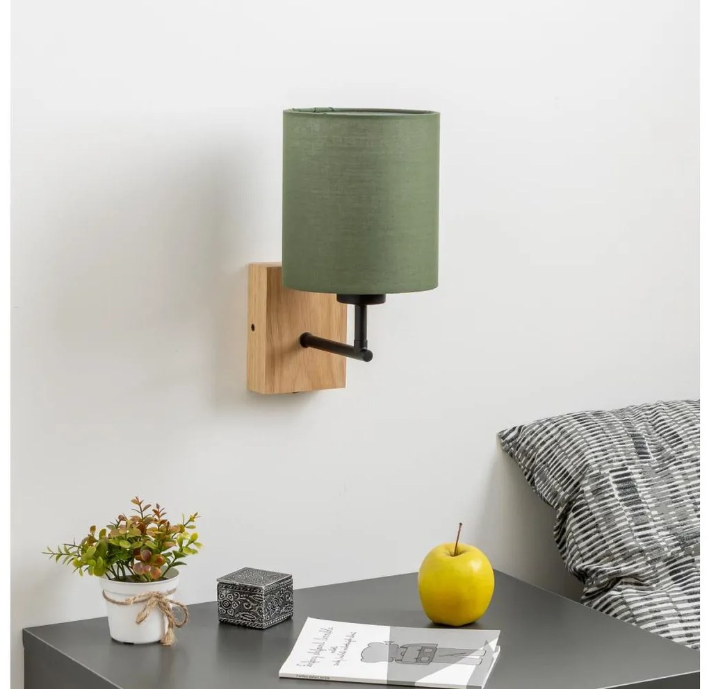 Brilagi - Аплик NUBILA WOOD 1xE27/25W/230V дъб/зелен