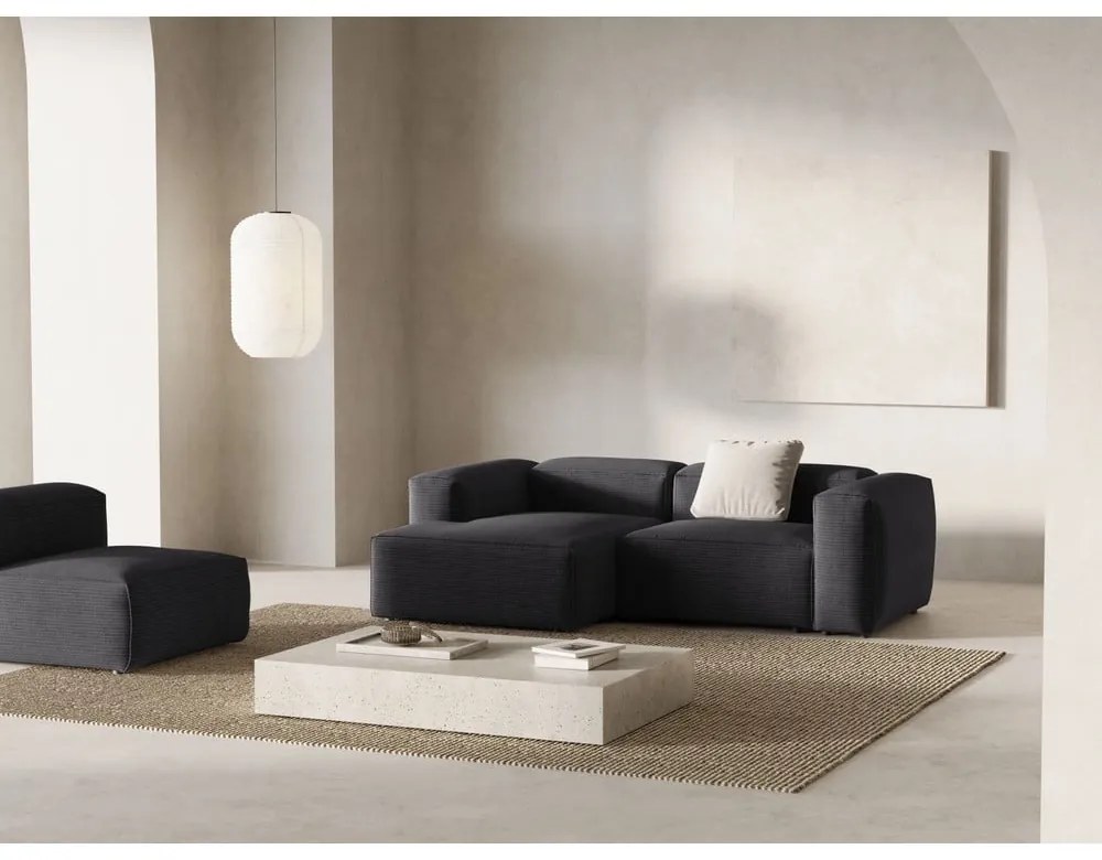 Тъмносив ъглов диван от рипсено кадифе (ляв ъгъл) Bergamo – Cosmopolitan Design