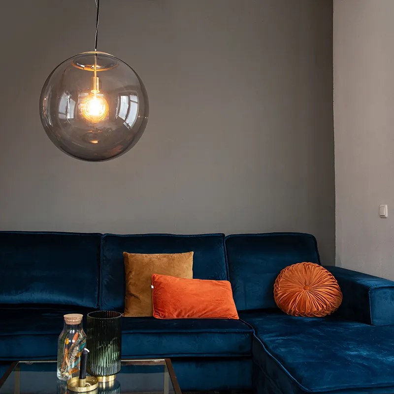 Модерен висящ месинг с димно стъкло 50 см - Ball