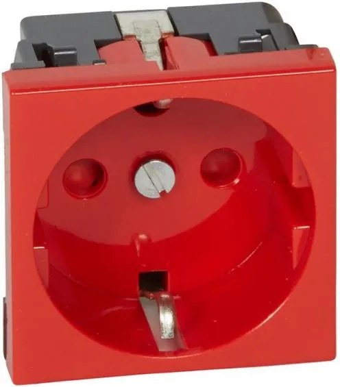 Legrand Контакт ШУКО 16A с тампер защита 2 мод. цвят червен Mosaic  - 077214