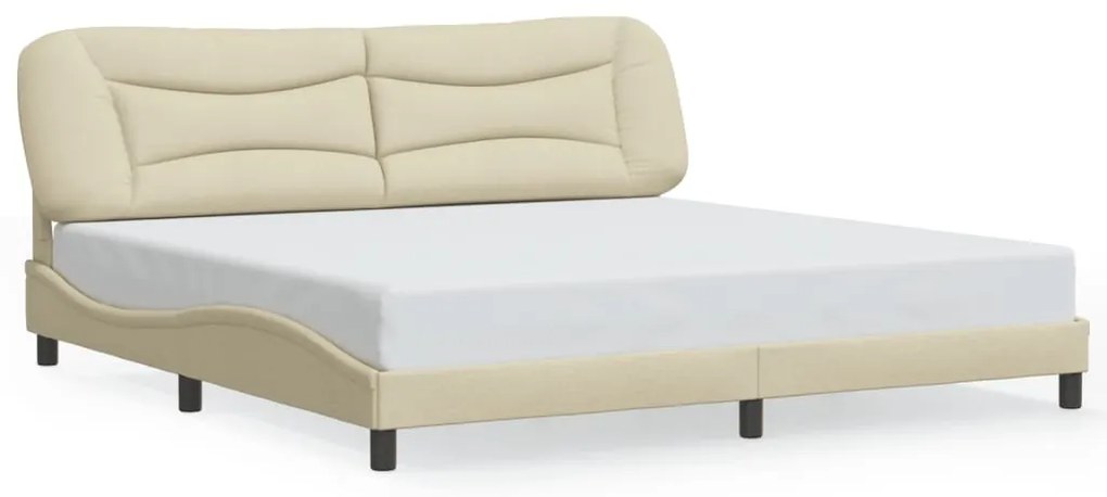 3207798 vidaXL Рамка за легло без матрак Hvar, кремава, 200x200 см, плат