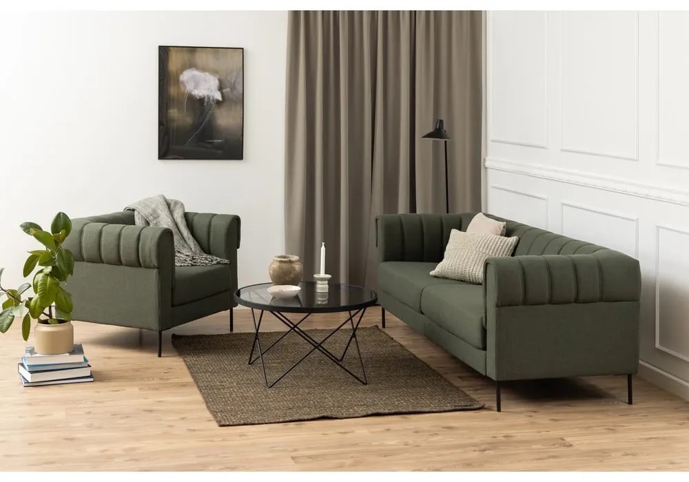 Черна масичка за кафе със стъклен плот ø 80 cm Cuxton - Actona