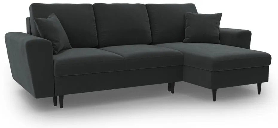 Тъмносив кадифен разтегателен ъглов диван с място за съхранение Kyoto – Cosmopolitan Design