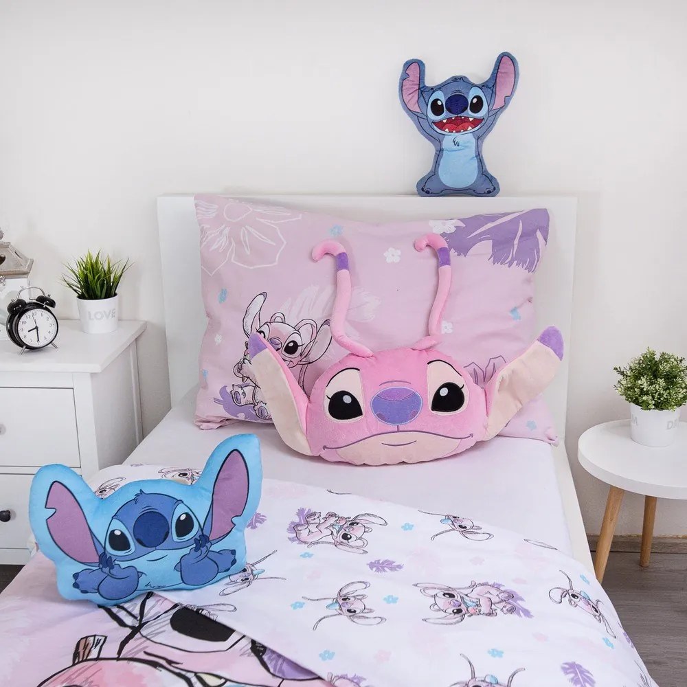 Детска възглавница от флийс 41x32 cm Lilo and Stitch "Angel Pink" – Jerry Fabrics