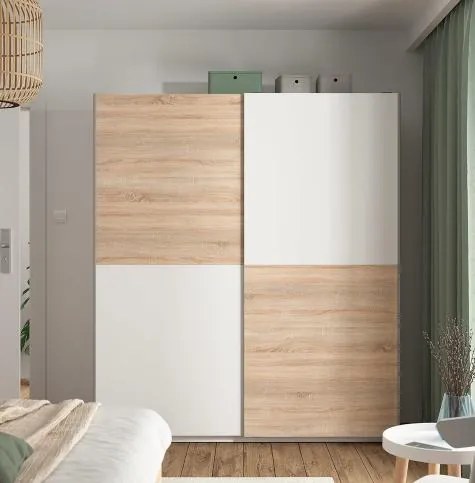 Плъзгащ се гардероб Arma - бяло/sonoma