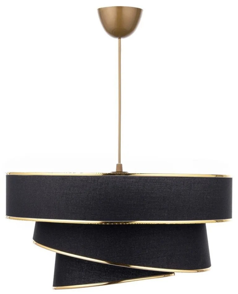 Черно и златисто висящо осветително тяло с текстилен абажур ø 40 cm Couper – Opviq lights