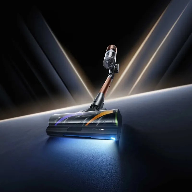 Вертикална прахосмукачка Dreame Essential V30 VVV17B, 880W, 30000 Pa, 90 мин, 0.6 л, HEPA H14, OmniX™ 2.0, Разпознаване на замърсявания, Сгъваема, Черен/бронз