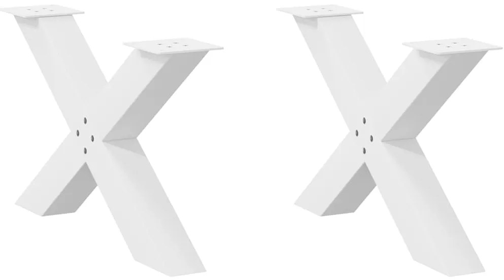 4012965 vidaXL Крака за масичка за кафе, X-образни, 2 бр., бели, 70 x (42-43) см, стомана