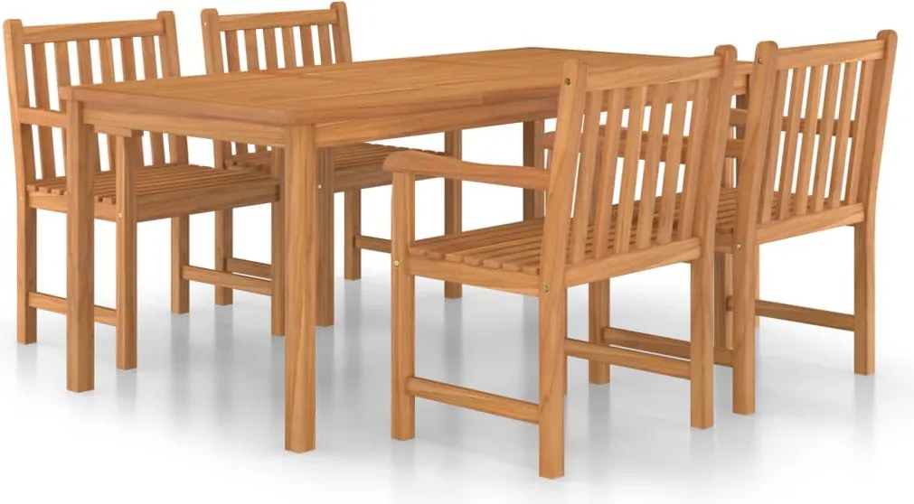 3059943 vidaXL Градински комплект за хранене, 5 части, 180x90 см, масивно тиково дърво