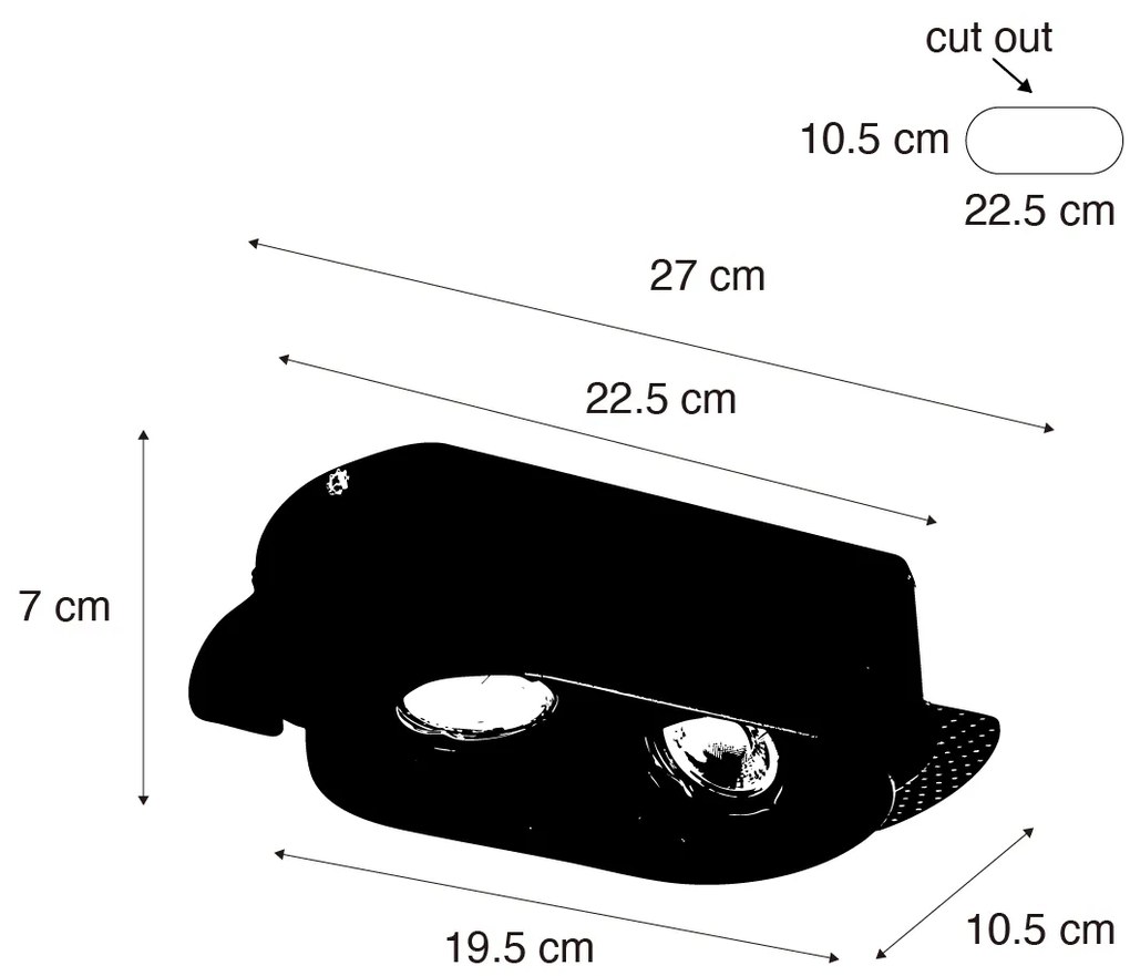 Комплект от 6 заоблени вградени спота бели GU10 70mm 2-Light - Hubs
