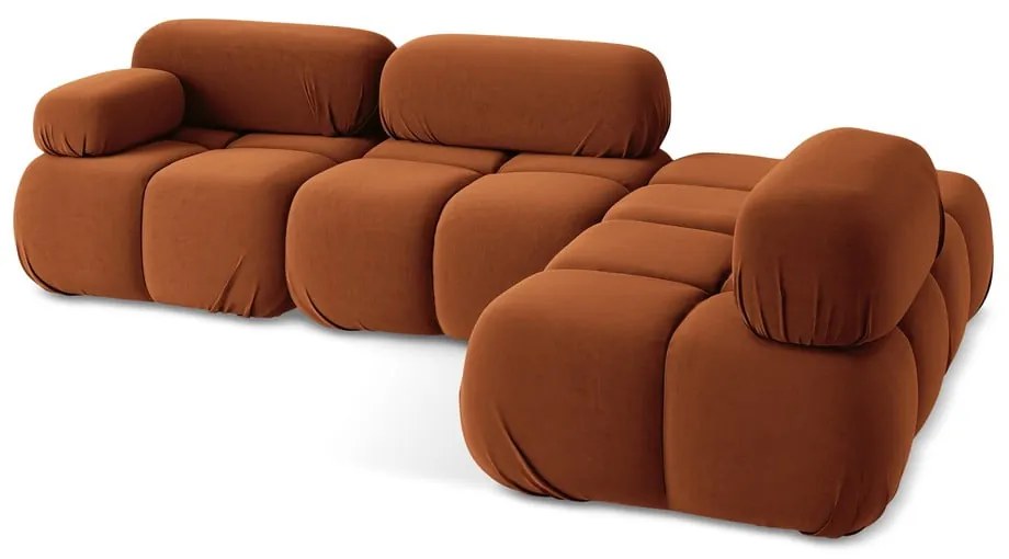 Оранжев кадифен модулен ъглов диван (десен ъгъл) Lokua – Makamii