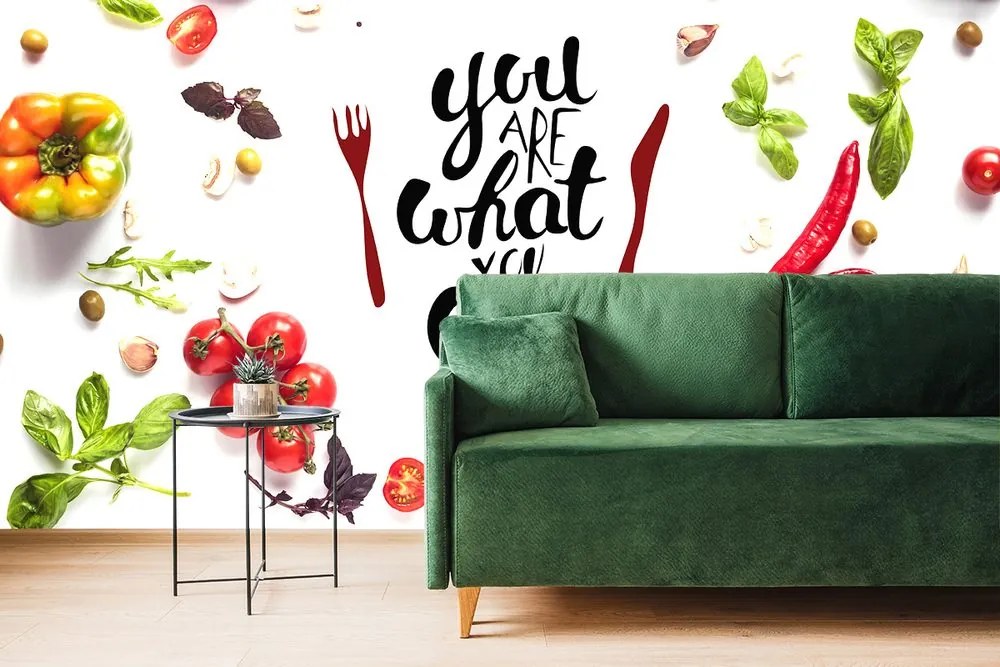 Самозалепващ тапет – С надпис - You are what you eat