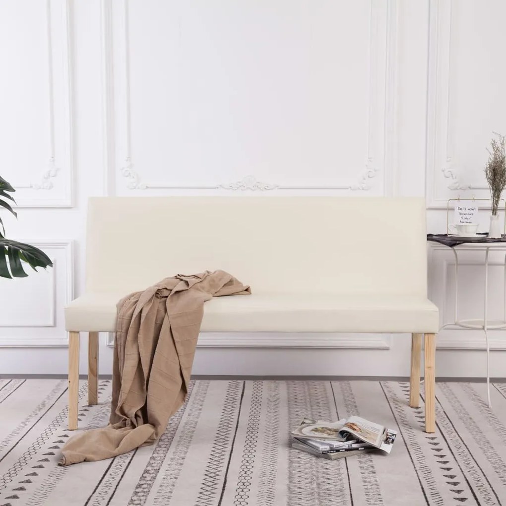 281330 vidaXL Пейка, 139,5 см, кремава, изкуствена кожа