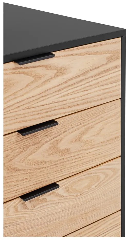 Черен/естествен нисък скрин от декор от дъб 159x80 cm Sierra – Teulat