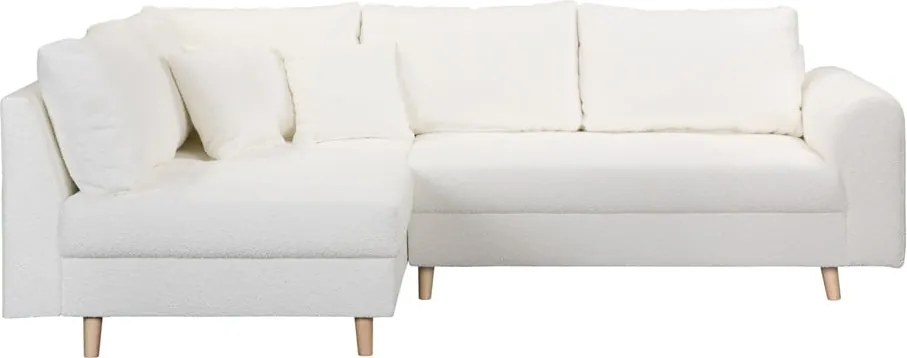 Бял ъглов диван от плат букле (ляв ъгъл) Ariella - Ropez