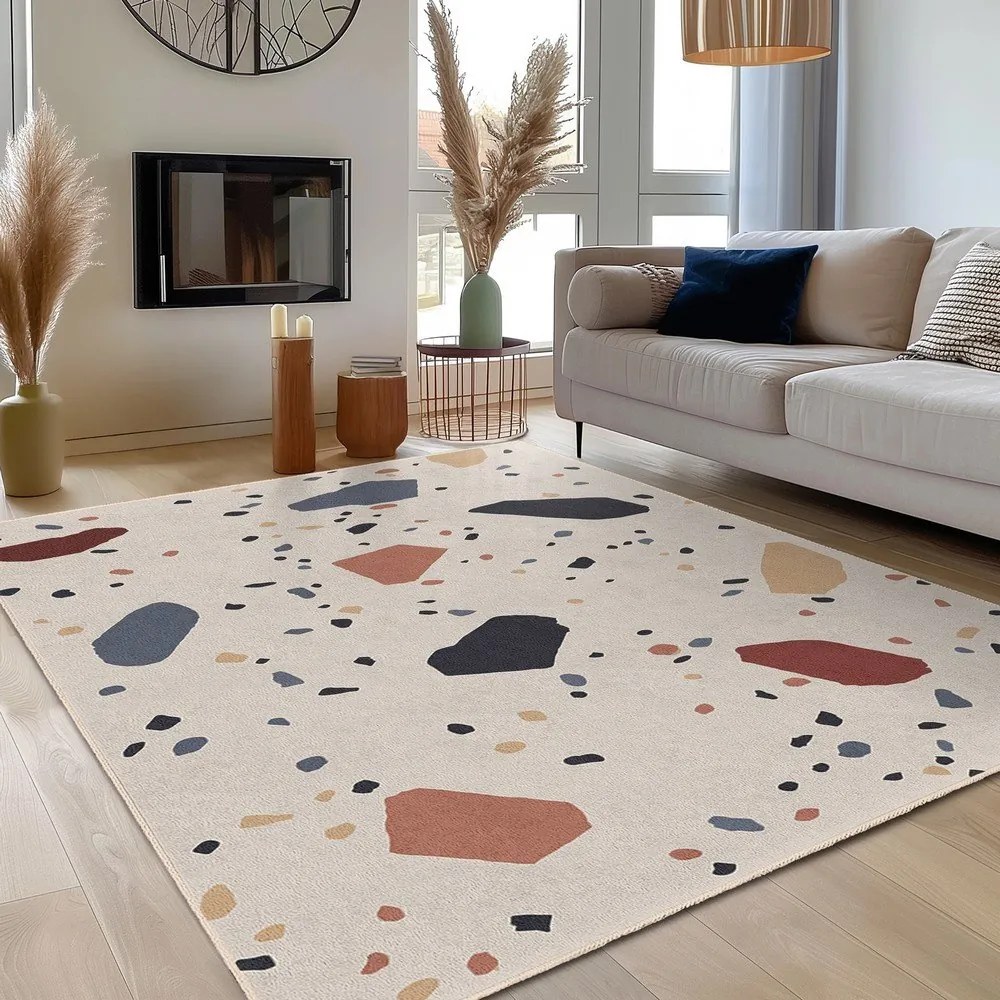 Кремав килим подходящ за пране 80x150 cm Cracked Terrazzo – Mila Home