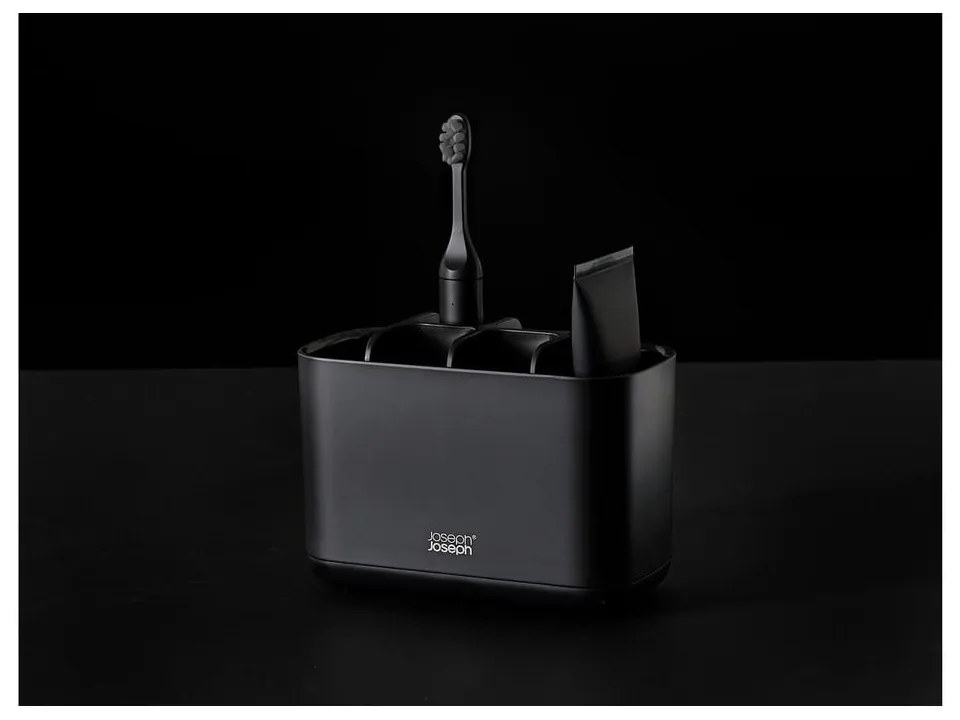 Черна пластмасова стойка за четки за зъби EasyStore – Joseph Joseph