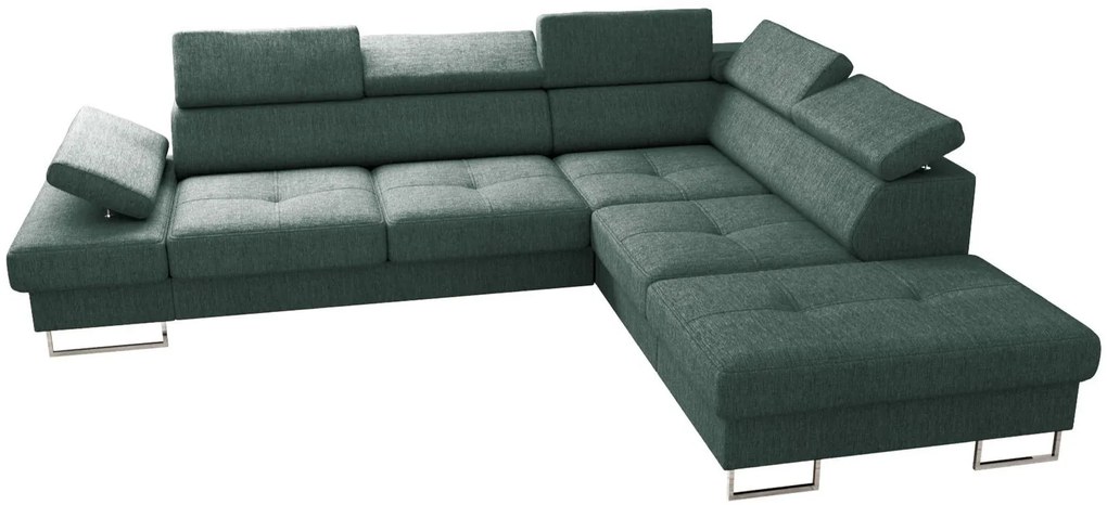 Ъглов диван Gelito-Тъмно Зелен-Десен