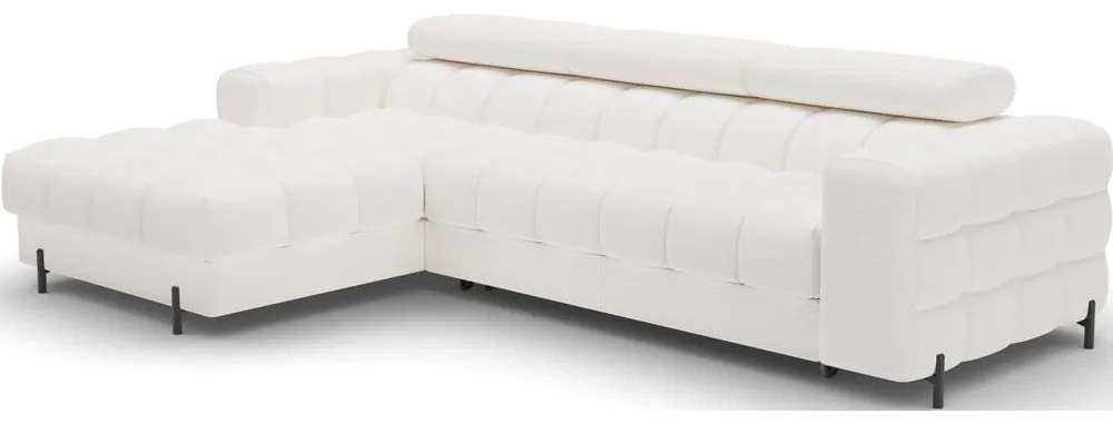 Кремав сгъваем/с място за съхранение ъглов диван от прежда с примки от букле (ляв ъгъл) Felro – ELTAP