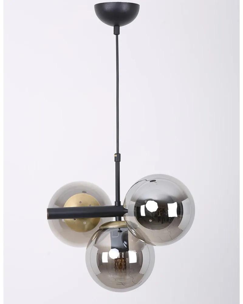 Черно-сива висяща лампа със стъклен абажур ø 15 cm Cascade - Squid Lighting