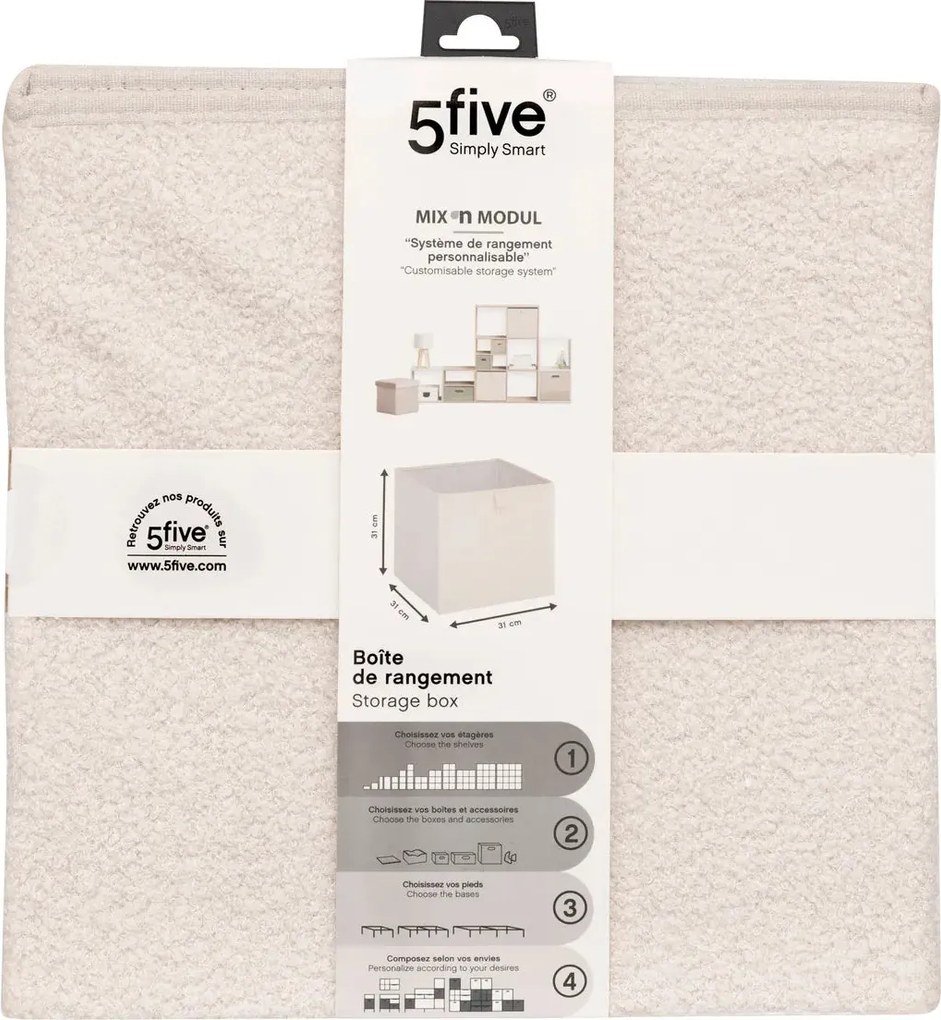 Кош за съхранение 5five Mix & Modul, Букле, Бял, 31x31 cm