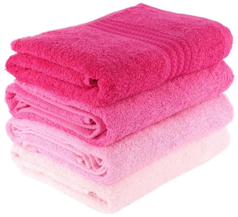 Комплект от 4 розови кърпи за баня Rose, 70 x 140 cm Rainbow - Foutastic