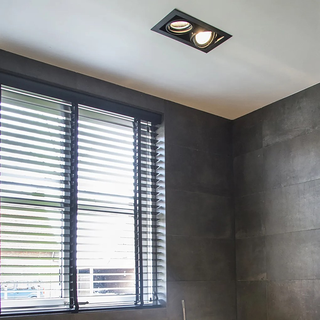 Комплект от 6 вградени прожектора черни AR111 регулируеми 2-светлина - Oneon