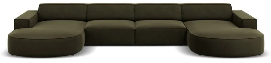 Ъглов диван от зелено кадифе (U-образен) Jodie - Micadoni Home