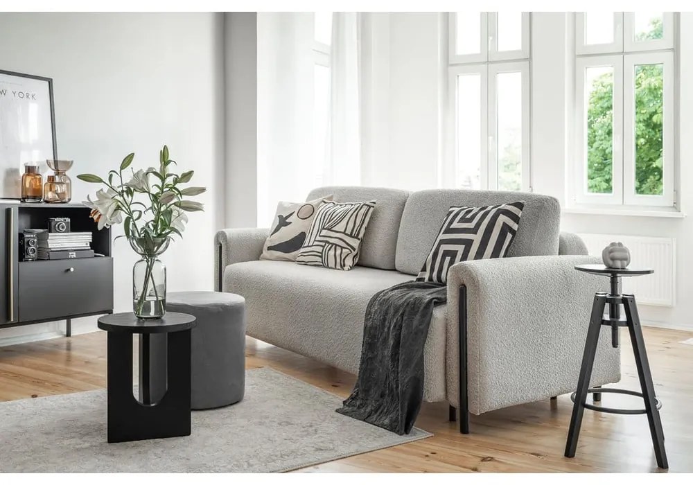 Светлосив разтегателен диван с място за съхранение от букле 244 cm Arcadova – ELTAP